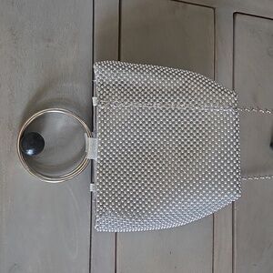 Elegant Silver Beaded Evening Bag Jessica McClintock Women's HandBag